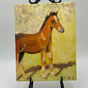 Original oil painting by Ben Kier, Brown Horse Painting on Canvas